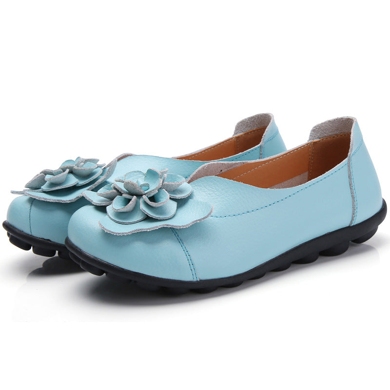 Tiosebon Women's Leather Floral Loafers-Moon