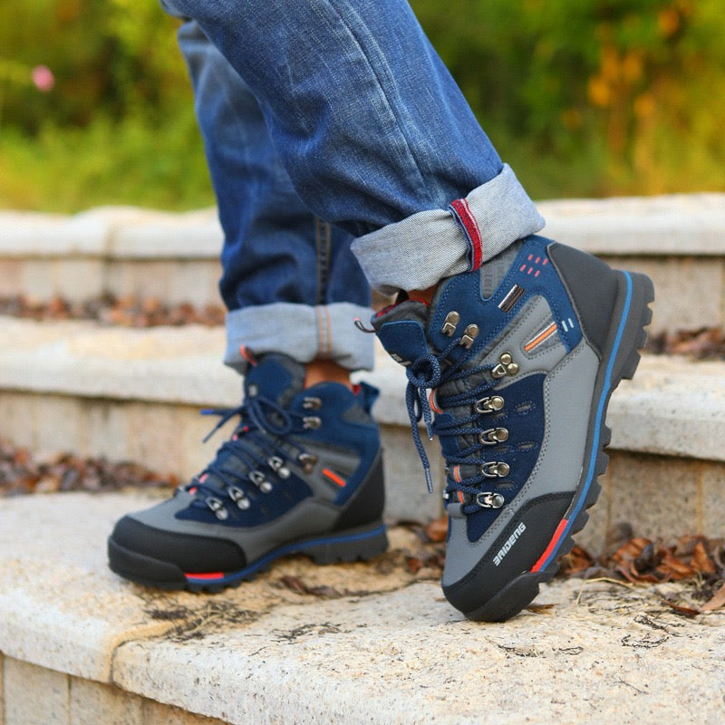 Tiosebon Men's Outdoor Hiking Travel Shoes-Blue