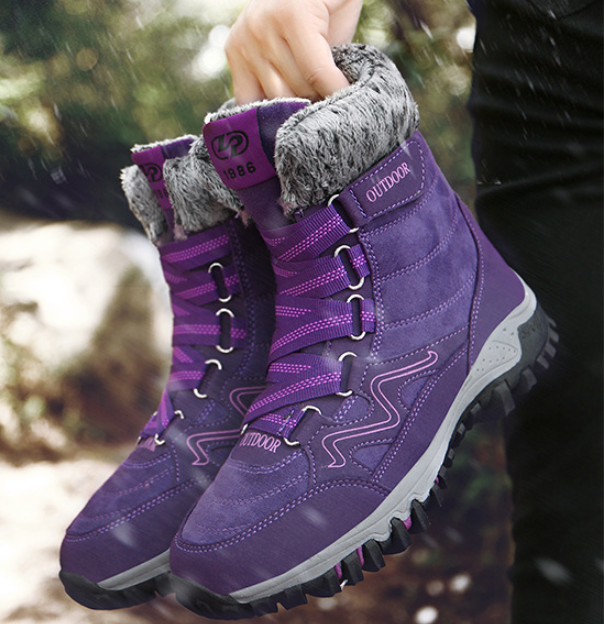 Tiosebon Unisex Outdoor Fur Ankle Boots-Purple