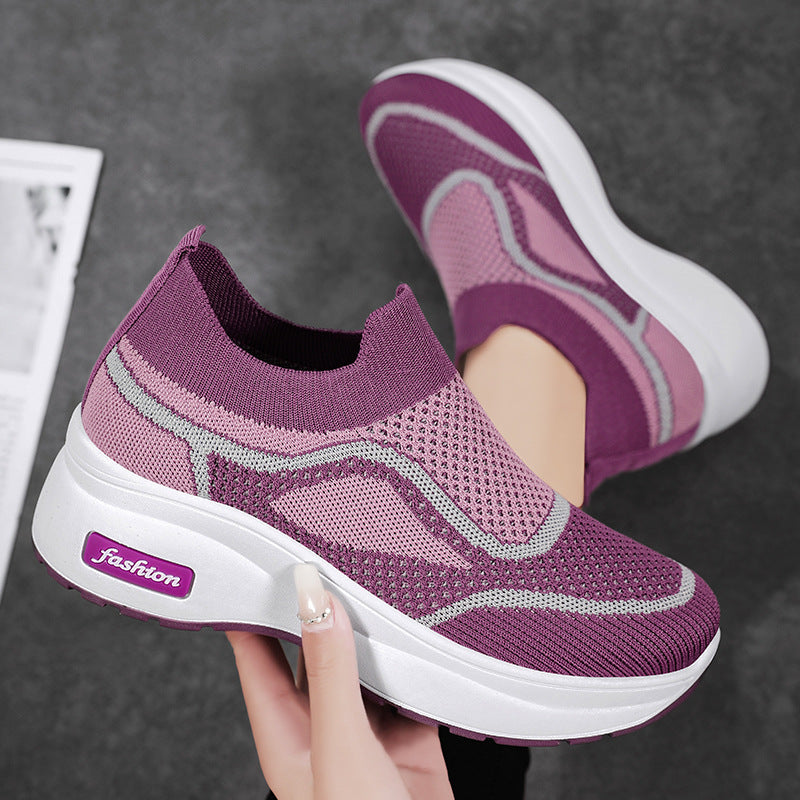 Tiosebon Women's Thick Bottomed  Breathable Sneakers-Purple