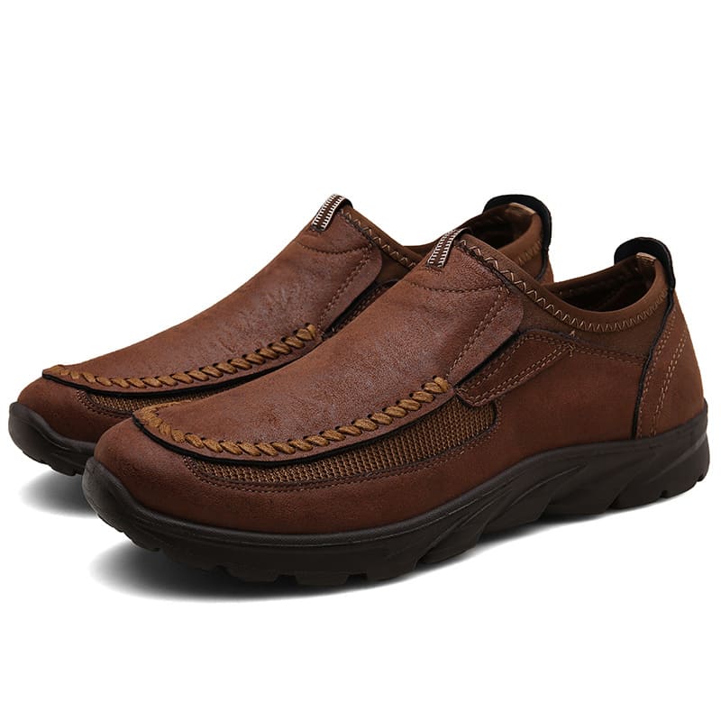 Tiosebon Men's Slip-On Business Loafers-Dark Brown