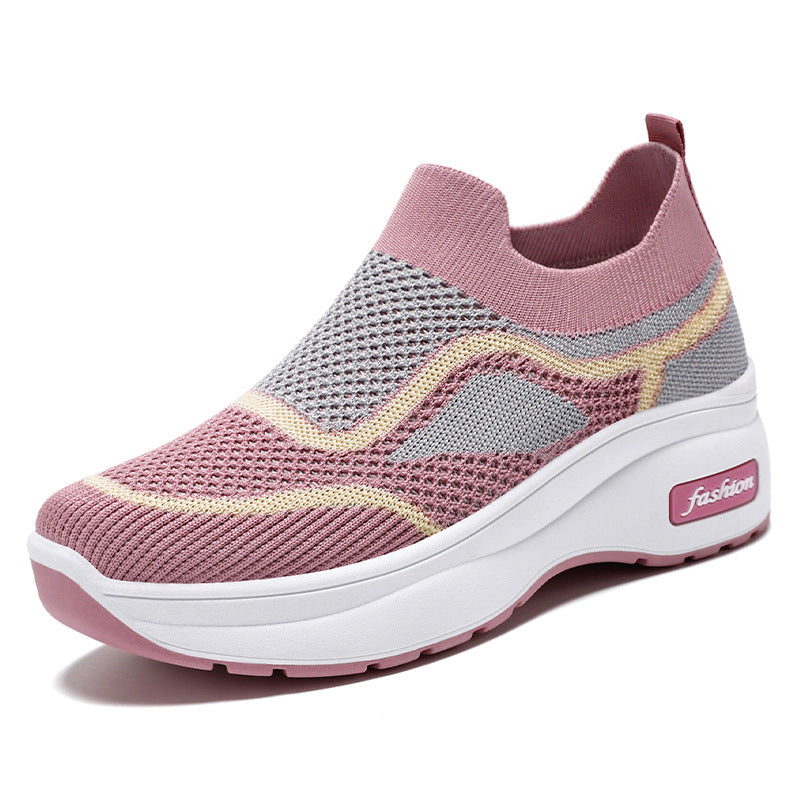 Tiosebon Women's Thick Bottomed  Breathable Sneakers-Pink