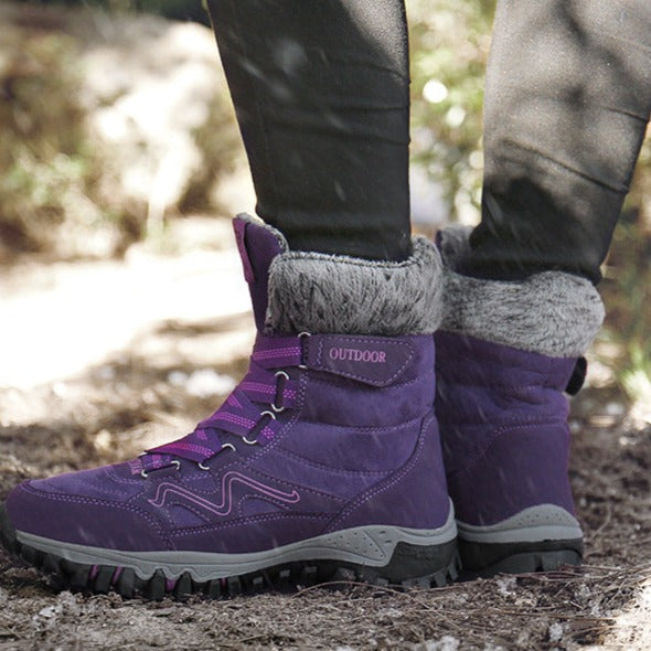 Tiosebon Unisex Outdoor Fur Ankle Boots-Purple
