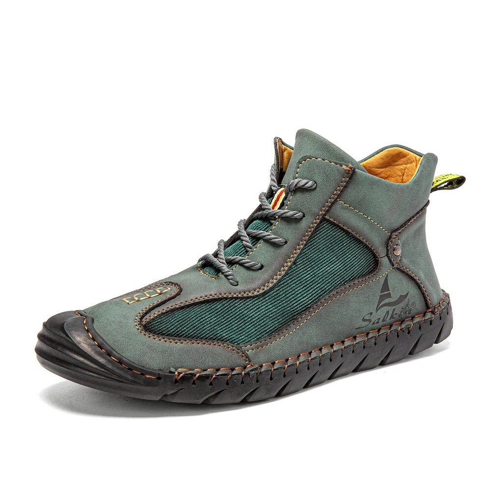 Tiosebon Men's Retro Lightweight Lace-Up Ankle Boots-Green