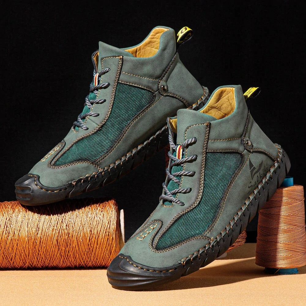 Tiosebon Men's Retro Lightweight Lace-Up Ankle Boots-Green