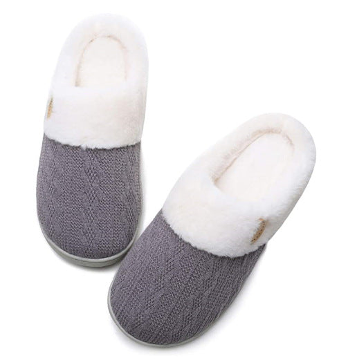 Tiosebon Unisex Memory Foam Soft Cotton Slippers-Gray