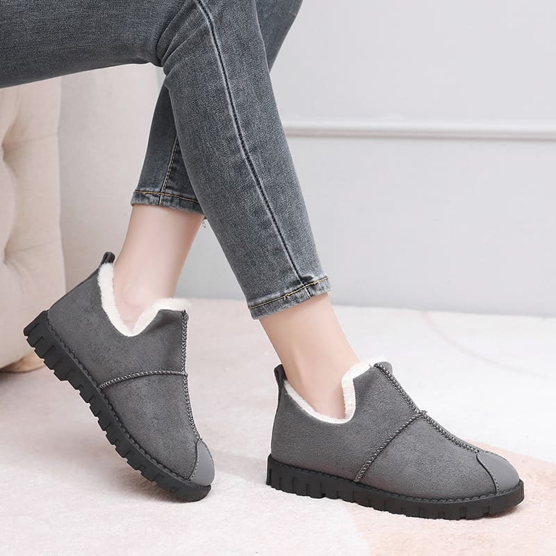 Tiosebon Women's Slip-On Snow Boots-Gray