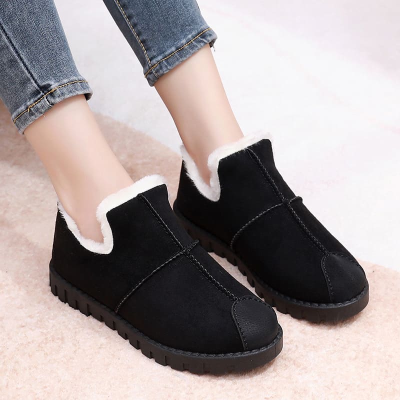 Tiosebon Women's Slip-On Snow Boots-Black