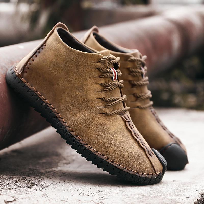 Men's Comfortable Leather Hand Stitching Ankle Boots