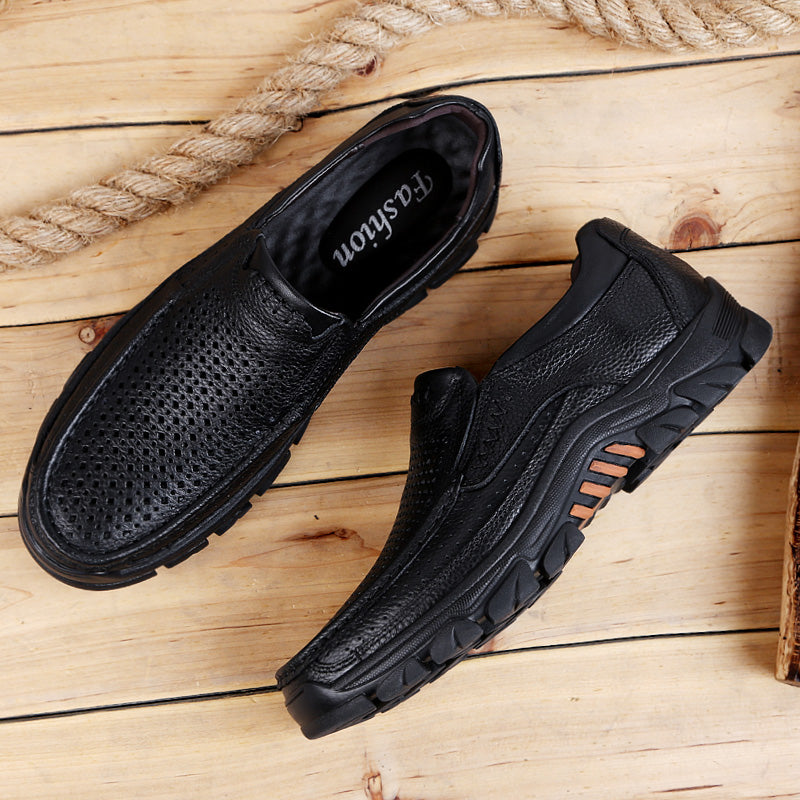Men Cow Leather Comfy Soft Slip On Oxfords