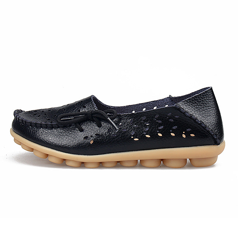 Women's Leather Loafers - Hollow
