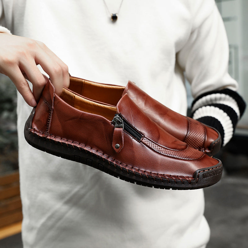 Soft Hand Stitching Side Zipper Oxfords