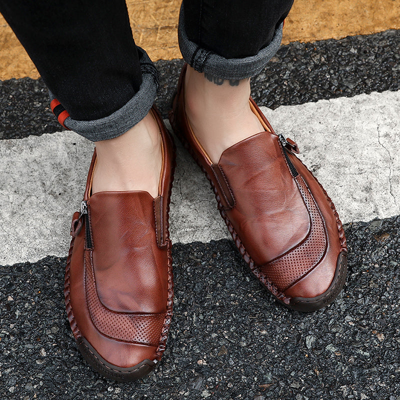Soft Hand Stitching Side Zipper Oxfords