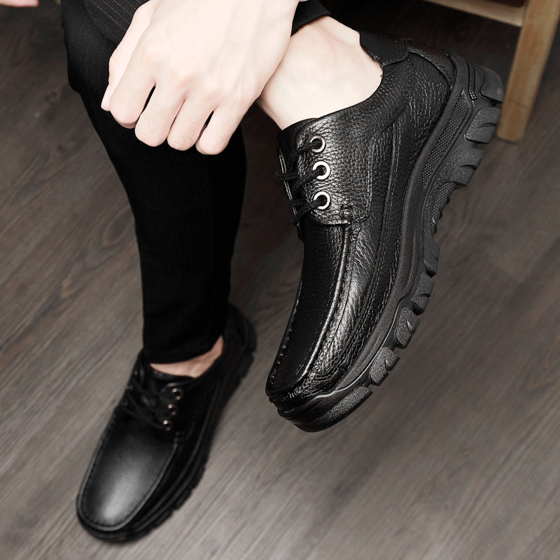 Men Cow Leather Comfy Soft Slip On Oxfords